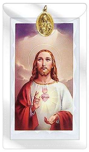 Sacred Heart of Jesus  gold Medal with Prayer Card