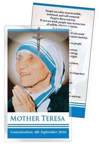 Mother Theresa Holy Card with Crucifix