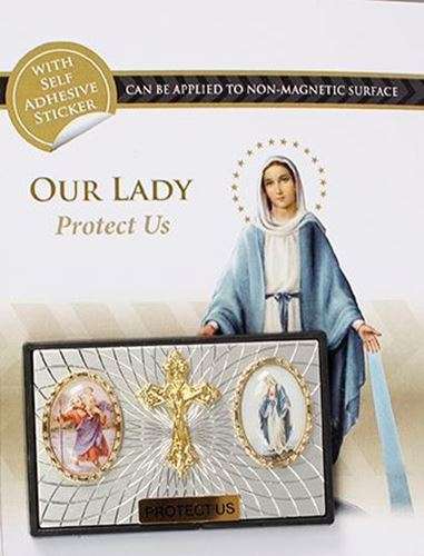 St Christopher / Crucifix / Our Lady of the Miraculous Medal  Magnetic Car Plaque