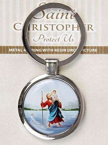 St Christopher round Stainless Steel Key Ring