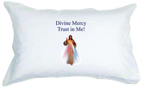 Set of Two - Divine Mercy - Trust in Me!  White pillow cases