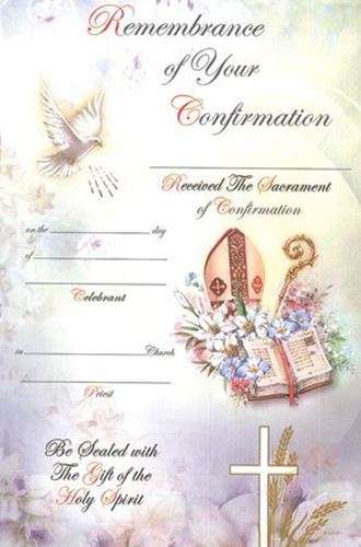 Confirmation Certificate - Mitre, Bible & Staff