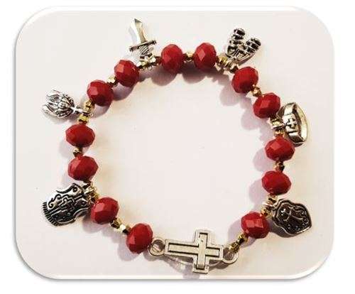 Armour of God Bracelet in Faceted Red  Austrian Glass Crystal