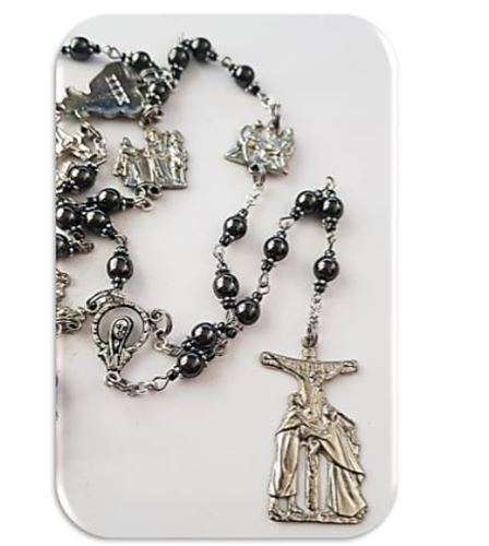 Stations of the Cross Medal Semi Precious stone Hematite Chaplet