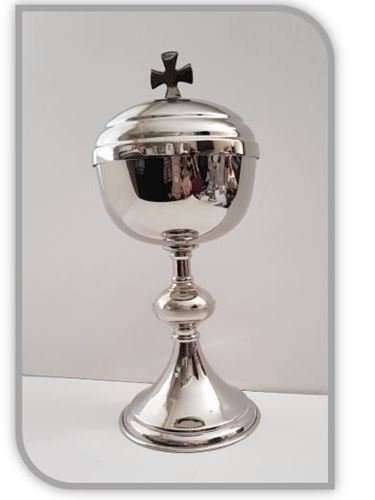 Sleek  Large Ciborium in Stainless Steel (INOX) with 24KT gold plating