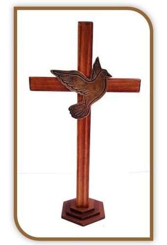 29cm Wooden Cross with Golden Dove