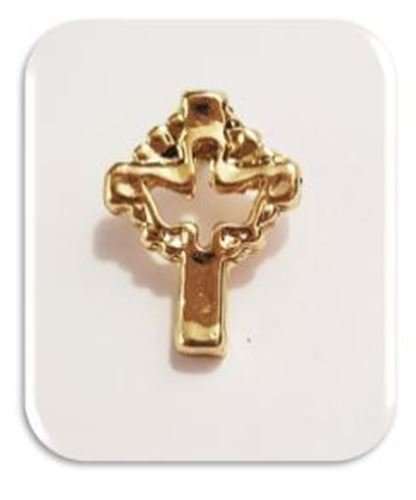 1.5cm Dove in Cross - Gold plated Lapel Pin