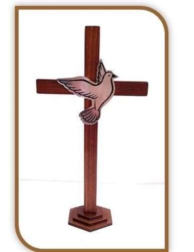 29cm Wooden Cross with Silver Dove