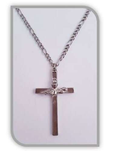 First Holy Communion Cross Pendant with Chalice, Eucharist and Grapes - 45cm Chain