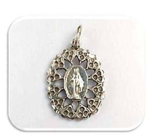 23mm Miraculous Medal / Immaculate Conception Ornate Sterling Medal