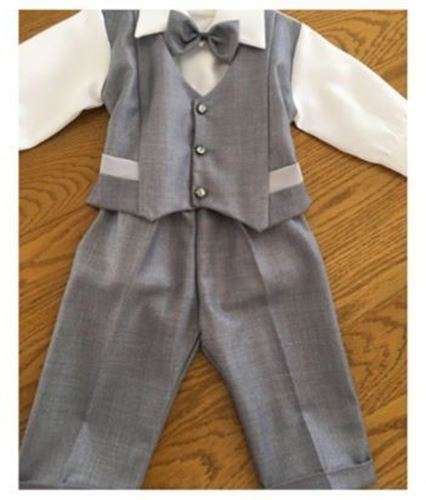 Christening Boys Suit - Long Pants & Shirt - Grey