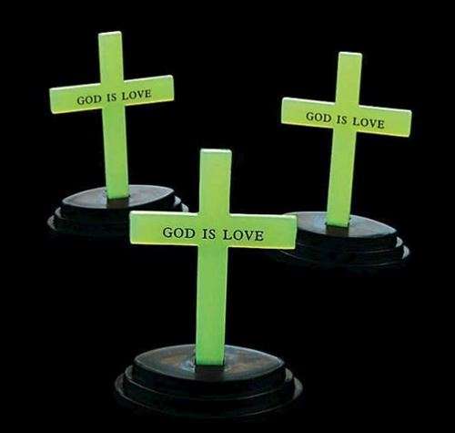 8cm Glow in the dark Cross with Stand