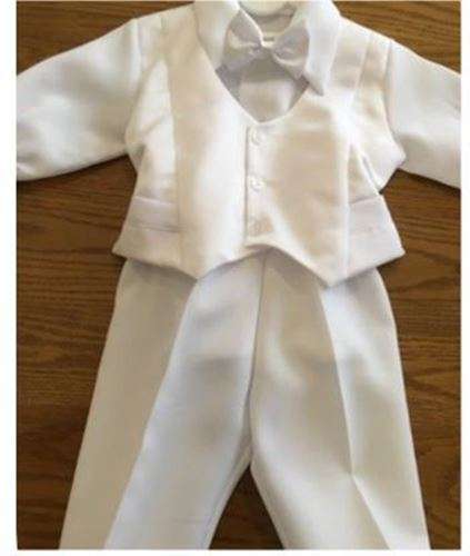 Christening Boys Suit - Long Pants & Shirt - White