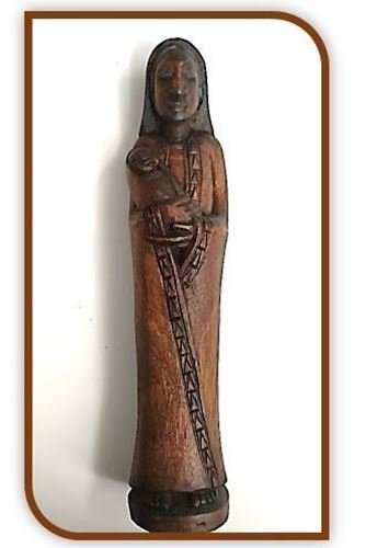 25.5cm African Hand Carved Madonna & Child
