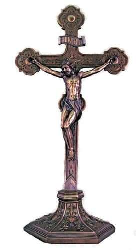 57cm Ornate Stand Crucifix - Cold Cast Bronze