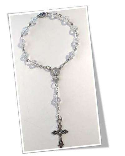 8 x 6mm Crystal Glass bead Car Rosary