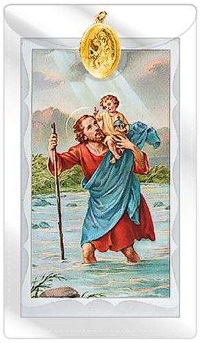 St Christopher medal with Motorist prayer card