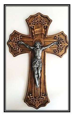 25cm Two Tone Crucifix in Bronze and Silver