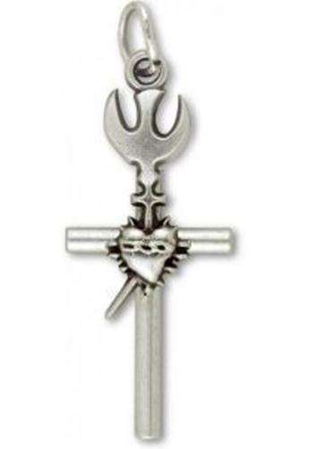 Sterling Silver 31mm Holy spirit / Heart of Jesus Cross