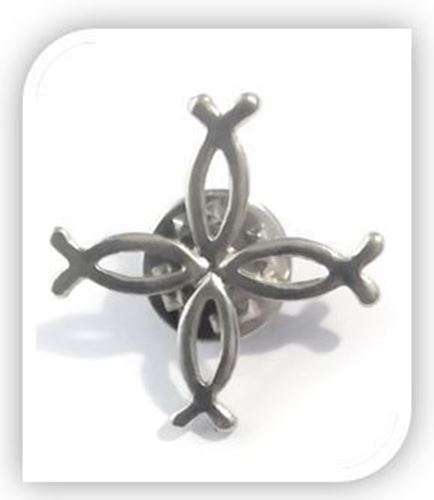 Four Fishes / Cross Lapel Pin