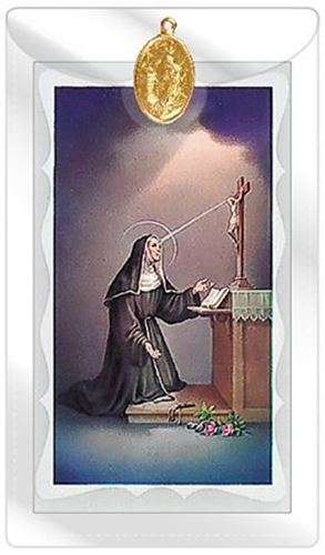 St Rita Medal and Prayer in vinyl pouch