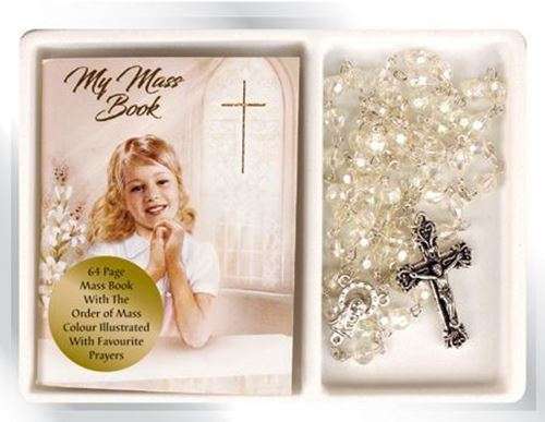 Gift Set - Crystal Rosary & Mass Book - Girl