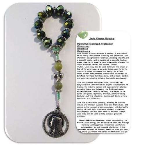 Jade Healing  crystal finger Rosary - Healing, Protecting, anorexia, cleansing