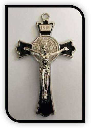 7.5cm St Benedict Crucifix with black enamel inlay