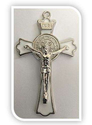 7.5cm St Benedict Crucifix with White enamel inlay