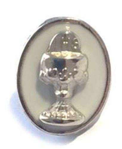Chalice & Eucharist Lapel Pin - white inlay