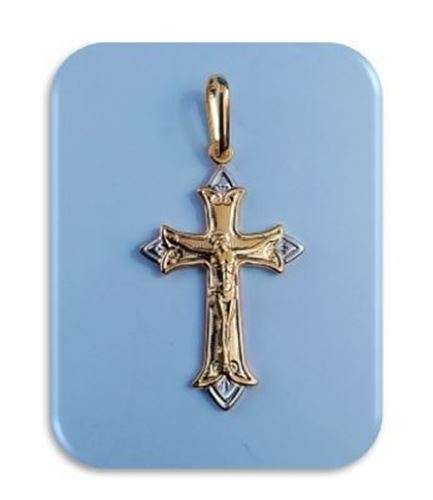 38mm, 18 karat gold filled Two Tone Crucifix