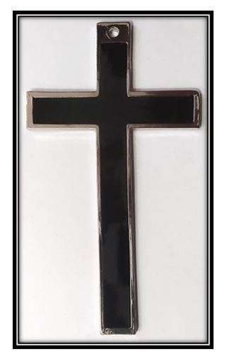 16.5cm x 6.5cm Silver Cross with Black enamel inlay