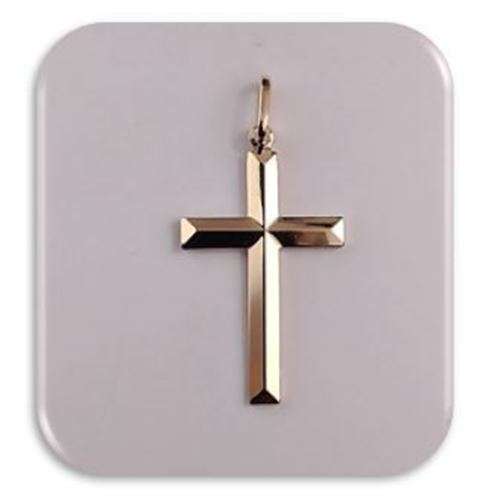 28mm Beveled Edge Cross -  18kt Gold Filled