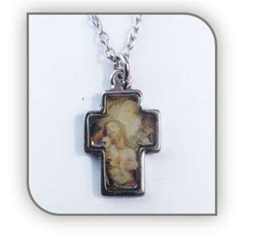 2.5cm Father, Son & Holy spirit Picture, Metal Cross with 50cm chain