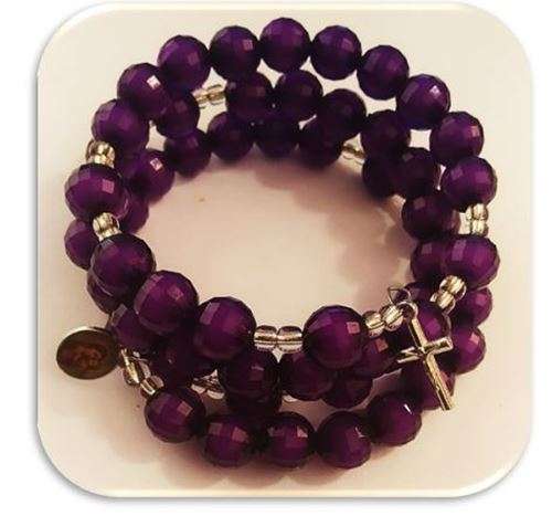 9mm Purple window 5 decade bracelet Rosary