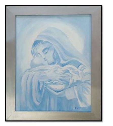 Madonna & child in blues 50 x 41cm framed