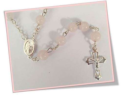 Rose Quartz Sterling Silver Rosary - 8mm bead