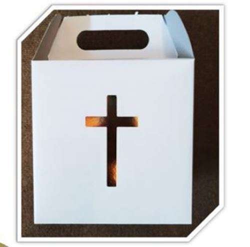 White party box with Gold Foil Cross SET OF 5