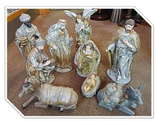 9 piece - 30cm Glitter Nativity
