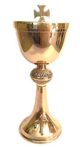 Gold Ciborium with ornate center stem and Cross on base