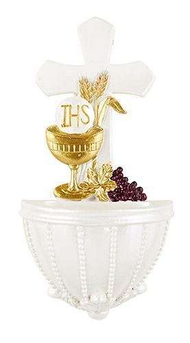Cross, Chalice & Grapes Holy Water Font