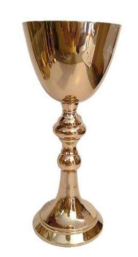 300ml Gold Chalice with ornate double oval sphere on center stem