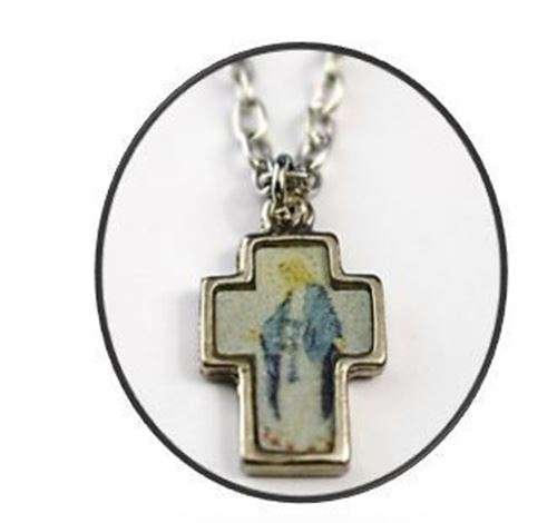2.5cm Our Lady of Grace Metal Cross with 50cm chain