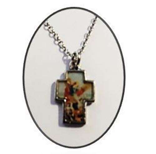 2.5cm  St Michael the Archangel  Metal Cross with 50cm chain