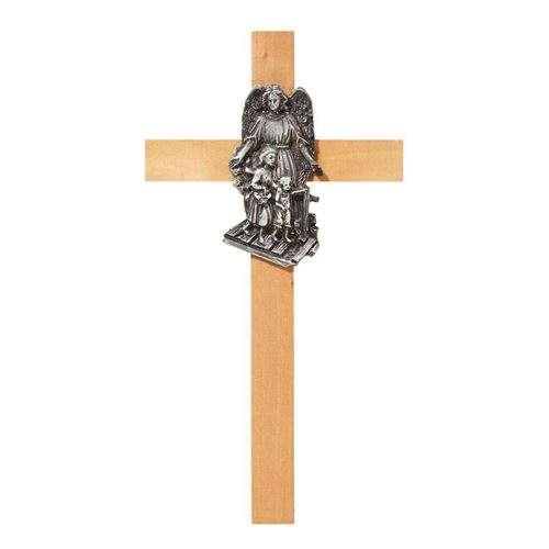 James Brennon - Guardian Angel wooden Cross *Pewter figure