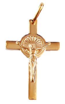 18kt gold filled Crucifix - 50mm Sun Crucifix Pendant