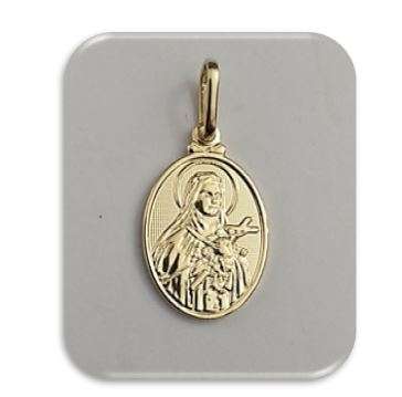 18mm St Therese  - The Little Flower - 18kt gold filled pendant