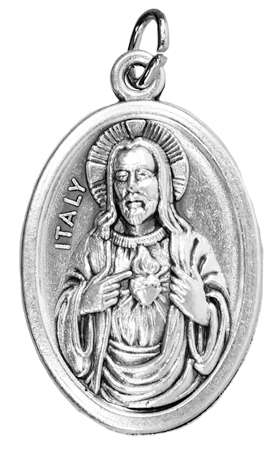 Sacred Heart of Jesus / Our Lady of Mount Carmel Scapular Medal - Imported from Italy