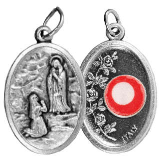 2.4cm - 3rd Class Relic Medal - Our Lady of Lourdes & Bernadette Soubirous