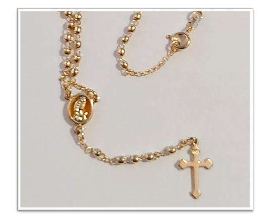 18kt gold filled Rosary - Our Lady Amber Center